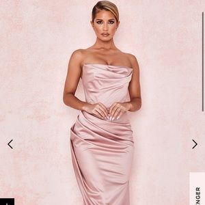 House of CB ADRIENNE BLUSH SATIN STRAPLESS GOWN